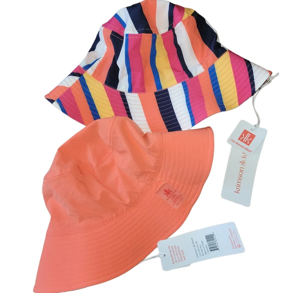 NWT krimson klover Reversible Striped Spectrum Stripe Bucket Hat o/s